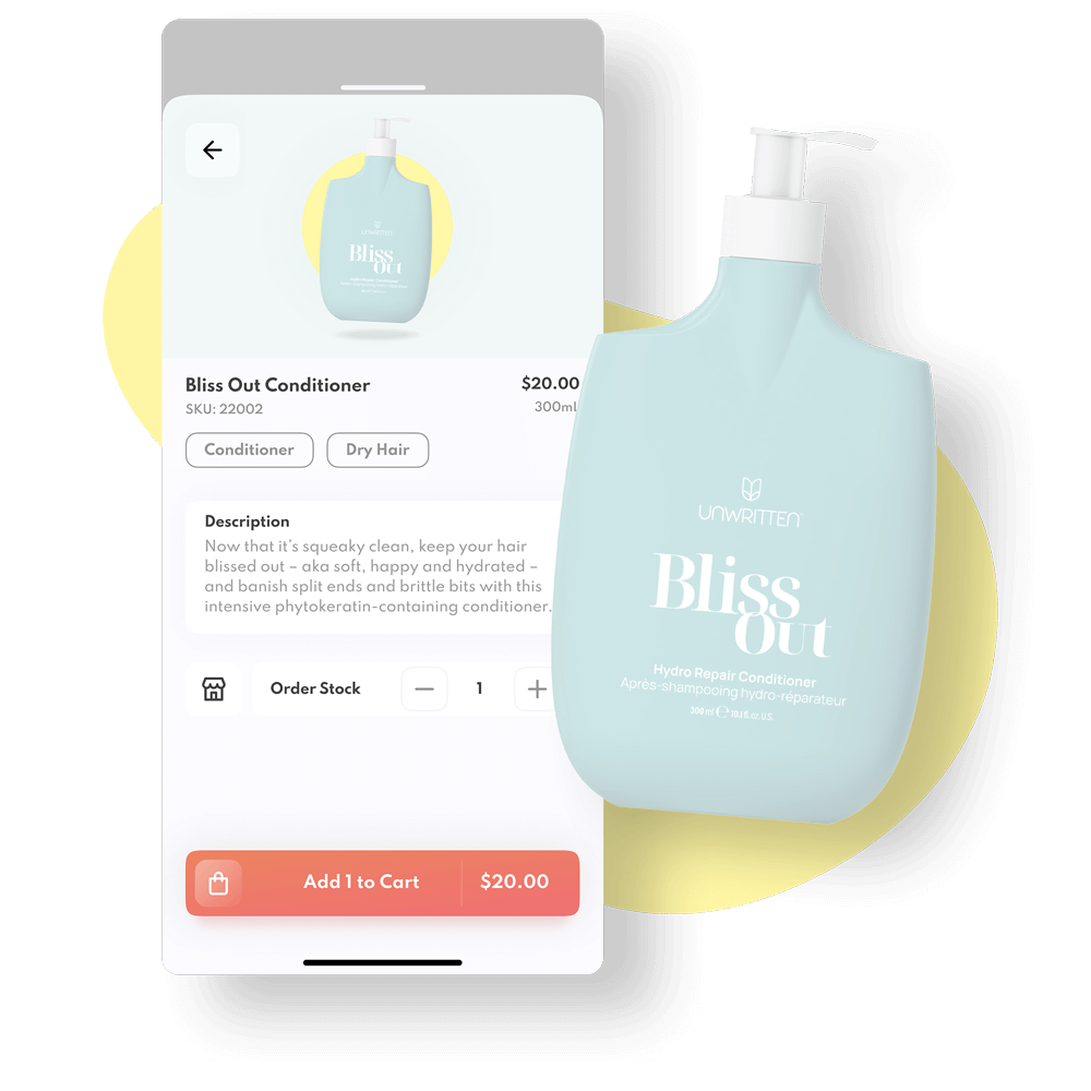 product selling page on unwritten free app software for independent hairdressers