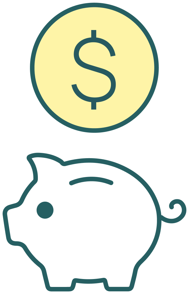 Icon of a piggy bank to show the savings made from using the best free app for independent hairdressers